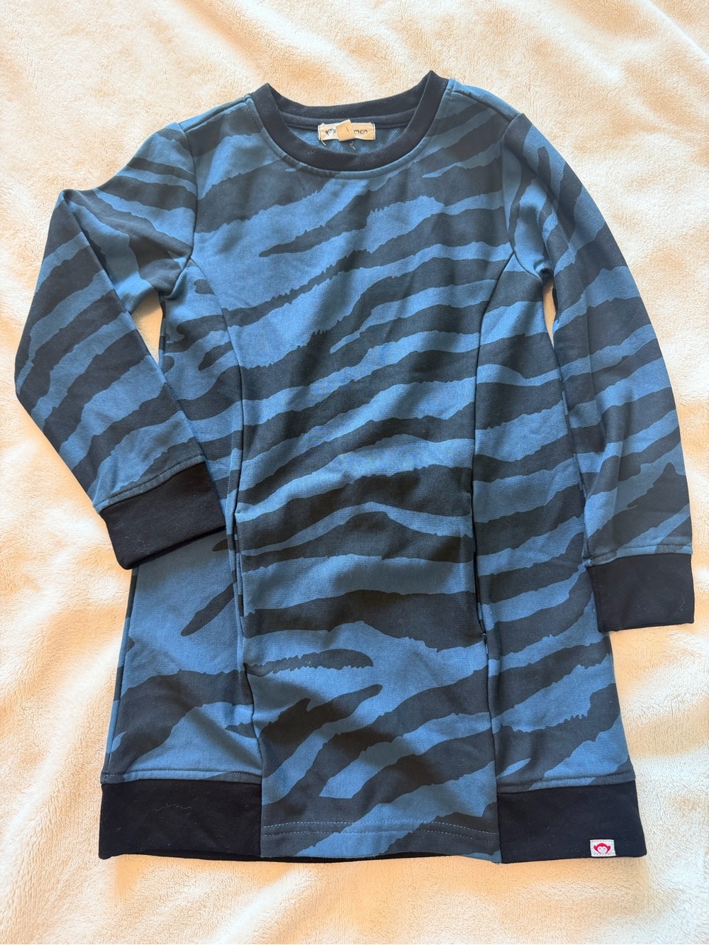 Appaman Blue & Black Zebra-Print Long Sleeve Dress